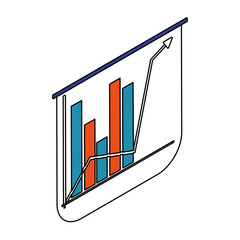 Wall Mural - graph bar chart with arrow on white background