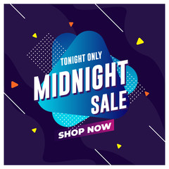 Wall Mural - Midnight Sale Template Design for Advertising text, banner and social media post. Ready to use and easy to customize. Vector Illustration