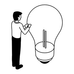 Wall Mural - businessman with light bulb on white background