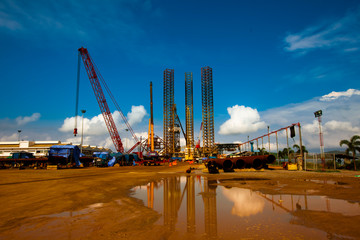 Construction ship in port