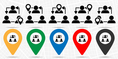 Poster - Flow, hierarchy icon in location set. Simple glyph, flat illustration element of business theme icons