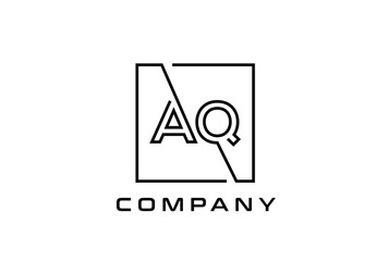 Wall Mural - Black square initial letter AQ line logo design vector graphic