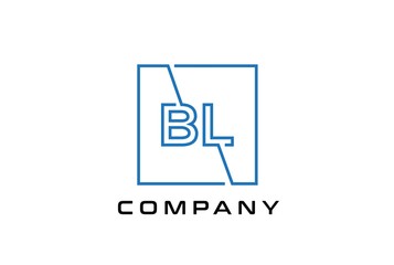 Sticker - Blue square initial letter BL line logo design vector graphic