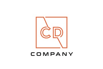 Wall Mural - orange square initial letter cd line logo design vector graphic