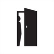 hide person logo design silhoutte of people hidding in the back of door icon vector illustration