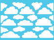 doodle Set of Cloud Icons in trendy flat design style. isolated on blue background. vector illustration