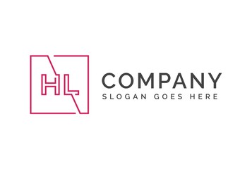 Wall Mural - pink square initial letter hl line logo design vector graphic
