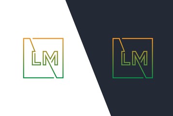 Wall Mural - Yellow green gradient square initial letter LM line logo design vector graphic