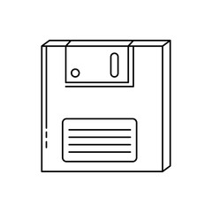 Sticker - floppy of nineties retro line style icon