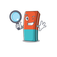 Sticker - Cool and Smart eraser Detective cartoon mascot style