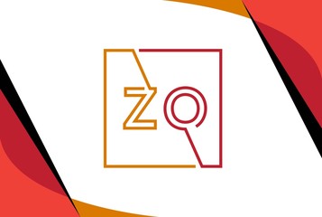 Wall Mural - Yellow red square initial letter ZO line logo design vector graphic