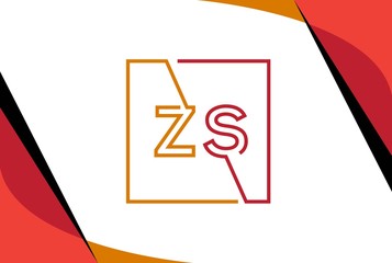 Wall Mural - Yellow red square initial letter ZS line logo design vector graphic