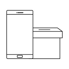 Wall Mural - smartphone with ballot box line style vector illustration design