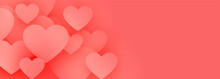 Elegant Pink Love Hearts Banner With Text Space