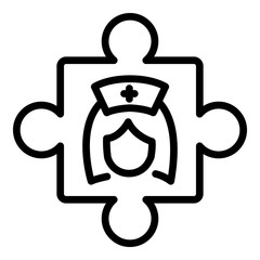 Poster - Medical puzzle icon. Outline medical puzzle vector icon for web design isolated on white background