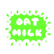 © ERMOSA - Oat milk. White text on green background. Vector illustration.