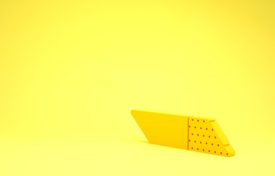 Yellow Eraser or rubber icon isolated on yellow background. Minimalism concept. 3d illustration 3D render