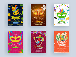 Wall Mural - Brazilian Carnival, Cinco De Mayo and Fiesta Party Flyer Design in Different Color Option.