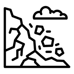 Canvas Print - Mountains rockfall icon. Outline mountains rockfall vector icon for web design isolated on white background