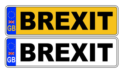 Wall Mural - UK Front And Back Number Plate With Text Brexit