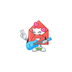 Sticker - A mascot of love letter performance with guitar