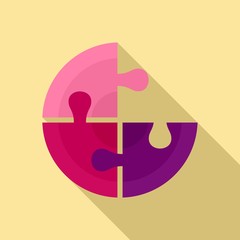 Poster - Round circle puzzle icon. Flat illustration of round circle puzzle vector icon for web design