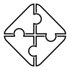 Poster - Graphic puzzle icon. Outline graphic puzzle vector icon for web design isolated on white background