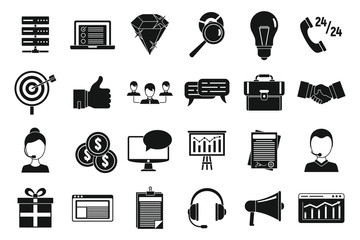 Poster - Customer relationship management icons set. Simple set of customer relationship management vector icons for web design on white background