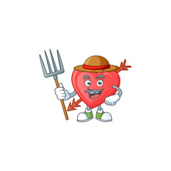 Sticker - Cute Farmer arrow love cartoon mascot with hat and tools