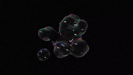Aufkleber - Abstract 3d geometric art with fluid floating liquid blobs, soap bubbles. motion graphic with glitch effect.