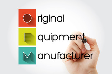 Aufkleber - oem - original equipment manufacturer acronym, business concept background