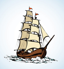 Poster - Sailing vessel. Vector drawing