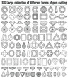 Illustration collection of different shapes and cut gemstones.