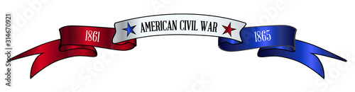 Fotografía USA Red White And Blue Civil War Ribbon Banner