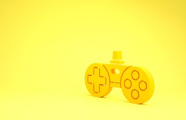 Yellow Gamepad icon isolated on yellow background. Game controller. Minimalism concept. 3d illustration 3D render