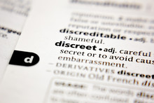 Word Or Phrase Discreet In A Dictionary.
