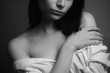 © Dima Aslanian - Portrait of beautiful young woman with bare shoulders. Black and white