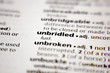 Word or phrase unbroken in a dictionary.