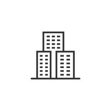 Fototapeta  - Building icon in flat style. Town skyscraper apartment vector illustration on white isolated background. City tower business concept.