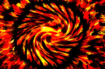 Poster -  Bright abstract background consists of dark swirling on a fiery background.