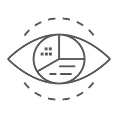 Poster - Business vision thin line icon, business and development, eye with pie chart sign, vector graphics, a linear pattern on a white background, eps 10.