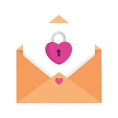 Wall Mural - envelope mail with padlock in shape heart vector illustration design