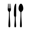 Cutlery silhouettes. Fork spoon knife black icon set. Black silverware sign. Vector utensil illustration restaurant symbols or label like concept cooking food
