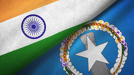 India and Northern Mariana Islands two flags textile cloth, fabric texture