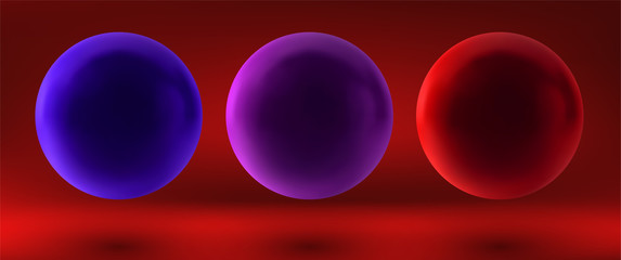 Wall Mural - set of vector 3d spheres on a colored background