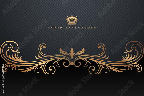 Photographie Ornate black and gold luxury background template