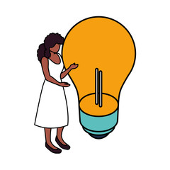 Poster - businesswoman with light bulb on white background