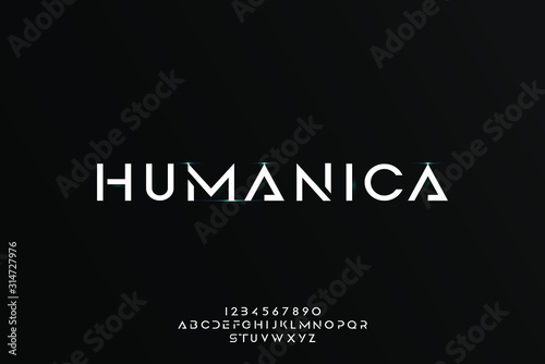 Cuadros en Lienzo Humanica, an Abstract technology futuristic alphabet font