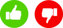 Thumb Up And Down Red And Green Icons. 