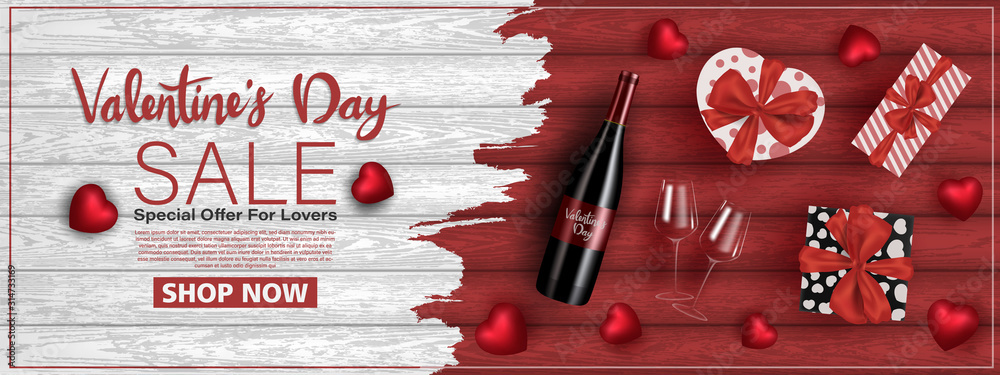 Happy saint valentine's day, 3d red hearts blur efect design, Celebration card, vector illustration	 - obrazy, fototapety, plakaty 